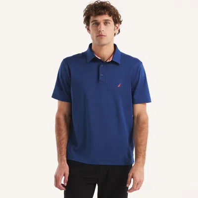Nautica Mens Classic Fit Interlock Polo In Blue