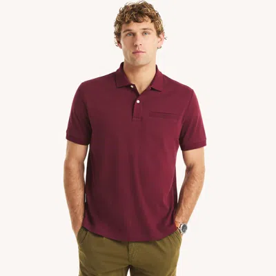 Nautica Mens Classic Fit Interlock Polo In Burgundy