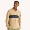 Nautica Mens Classic Fit Long-sleeve Colorblock Polo In Beige