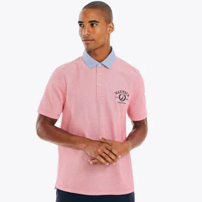 Nautica Mens Classic Fit Oxford Polo In Pink