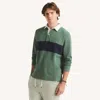 Nautica Mens Classic Fit Pieced Waffle Long-sleeve Polo In Green
