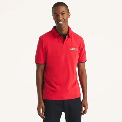 Nautica Mens Classic Fit Polo In Red