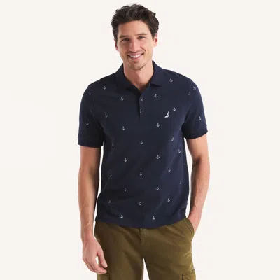 Nautica Mens Classic Fit Printed Deck Polo In Blue