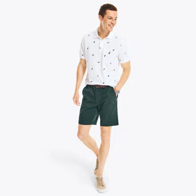 Nautica Mens Classic Fit Printed Deck Polo In White