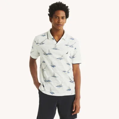 Nautica Mens Classic Fit Printed Polo In Bright White
