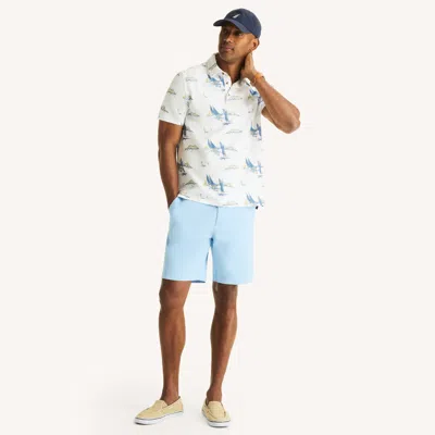 Nautica Mens Classic Fit Printed Polo In White