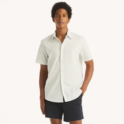 Nautica Mens Classic Fit Printed Short-sleeve Shirt In White