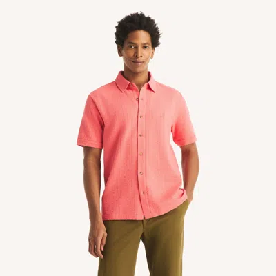 Nautica Mens Classic Fit Seersucker Button-front Polo In Blue
