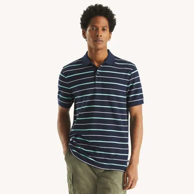 Nautica Mens Classic Fit Striped Deck Polo In Navy Seas