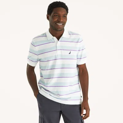 Nautica Mens Classic Fit Striped Deck Polo In Bright White