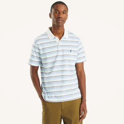 Nautica Mens Classic Fit Striped Polo In Blue