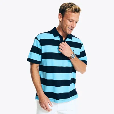 Nautica Mens Classic Fit Striped Polo In Blue
