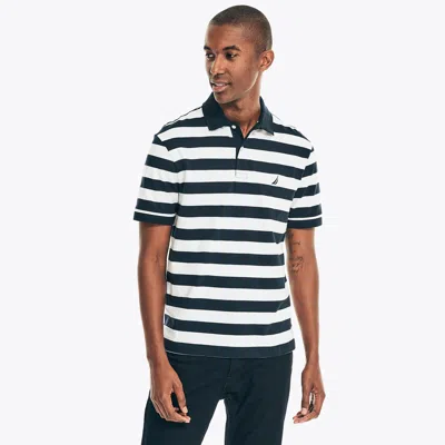 Nautica Mens Classic Fit Striped Polo In Blue
