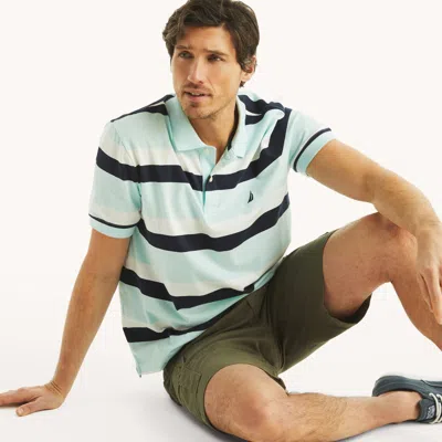 Nautica Mens Classic Fit Striped Polo In Green