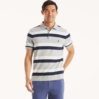 Nautica Mens Classic Fit Striped Polo In Grey