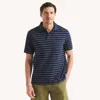 Nautica Mens Classic Fit Striped Seersucker Polo In Blue