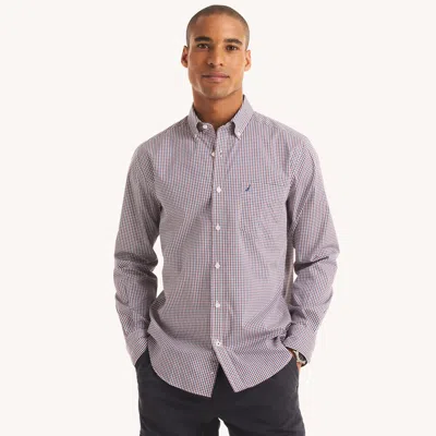 Nautica Mens Classic Fit Wrinkle-resistant Plaid Shirt In Purple