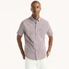 Nautica Mens Classic Fit Wrinkle-resistant Plaid Short-sleeve Shirt In Gray