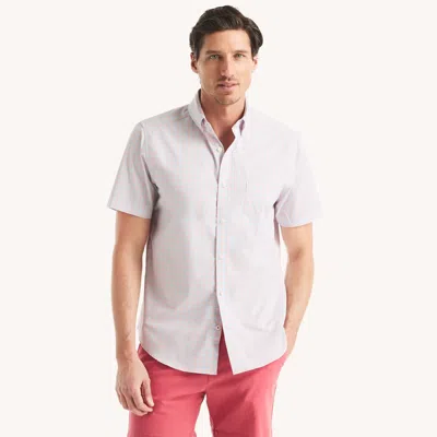 Nautica Mens Classic Fit Wrinkle-resistant Plaid Short-sleeve Shirt In Red