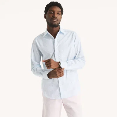 Nautica Mens Classic Fit Wrinkle-resistant Printed Shirt In White