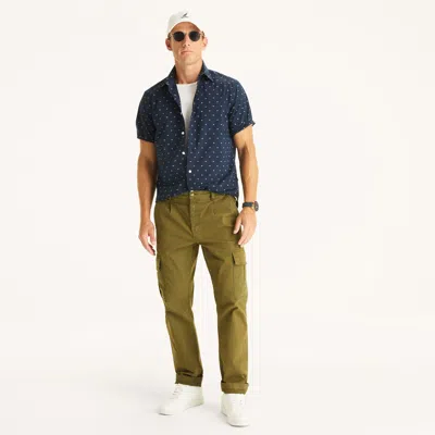 Nautica Mens Classic Fit Wrinkle-resistant Printed Short-sleeve Shirt In Blue