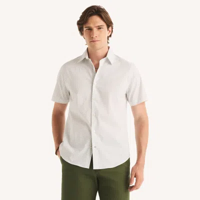 Nautica Mens Classic Fit Wrinkle-resistant Printed Short-sleeve Shirt In White