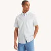 Nautica Mens Classic Fit Wrinkle-resistant Striped Short-sleeve Shirt In White