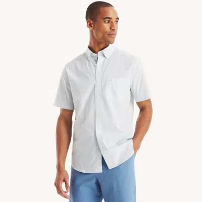 Nautica Mens Classic Fit Wrinkle-resistant Striped Short-sleeve Shirt In White