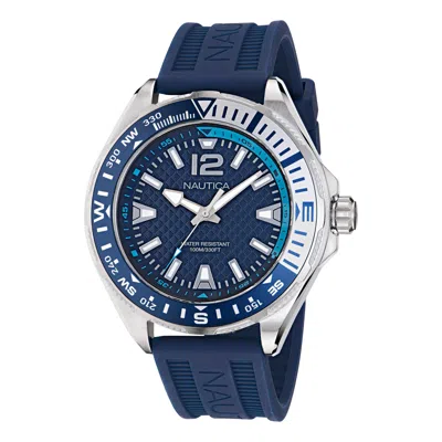 Nautica Mens Clearwater Beach 3-hand Silicone Watch In Blue