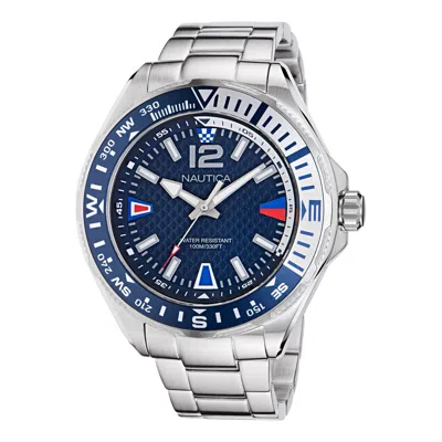 Nautica Mens Clearwater Beach 3-hand Stainless Steel Watch In Silver