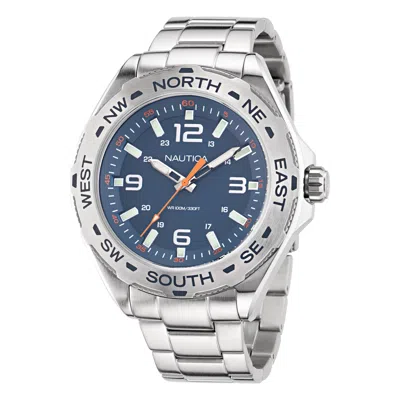 Nautica Mens Clearwater Beach Recycled Stainless Steel 3-hand Watch In Metallic