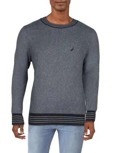 Nautica Mens Cold Weather Pullover Crewneck Sweater In Blue