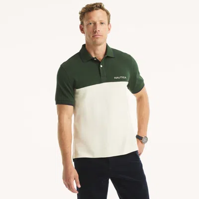 Nautica Mens Colorblock Classic Fit Interlock Polo In Green