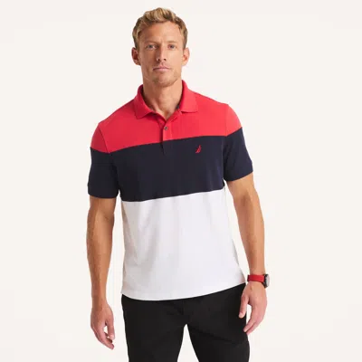 Nautica Mens Colorblock Classic Fit Interlock Polo In Multi