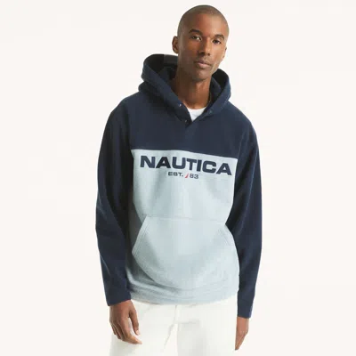 Nautica Mens Colorblock Nautex Fleece Hoodie In Blue