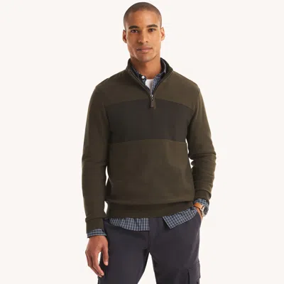 Nautica Mens Colorblock Quarter-zip Sweater In Multi