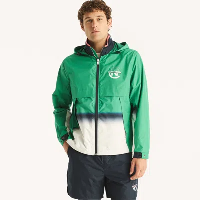 Nautica Mens Competition Sustainably Crafted Colorblock Jacket In Green
