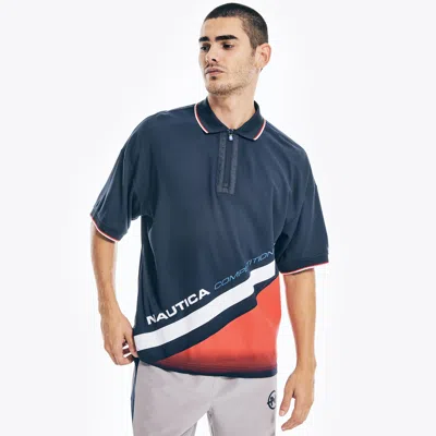 Nautica Mens Competition Sustainably Crafted Relaxed Fit Polo In Blue