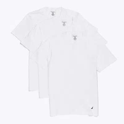 Nautica Mens Crew T-shirts, 3-pack In White