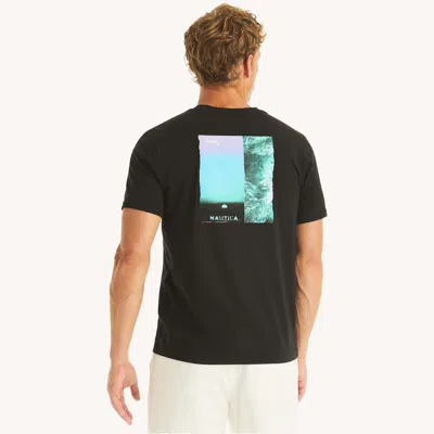 Nautica Mens Dawn Ocean Graphic T-shirt In Black