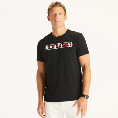 Nautica Mens Deep Sea Racing Graphic T-shirt In Black
