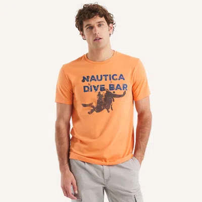 Nautica Mens Dive Bar Graphic T-shirt In Orange