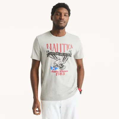 Nautica Mens Eagle Graphic T-shirt In Grey