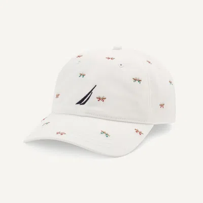 Nautica Mens Embroidered Cap In White