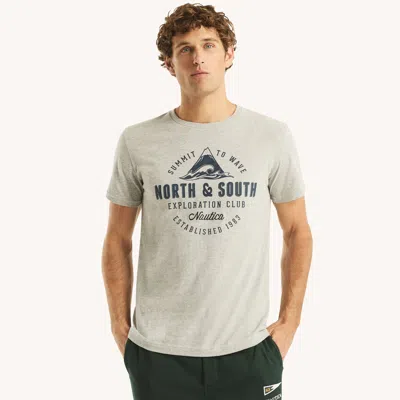 Nautica Mens Exploration Club Graphic T-shirt In Grey