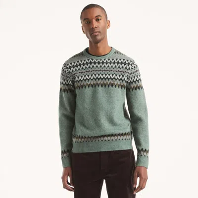 Nautica Mens Fair Isle Crewneck Sweater In Green