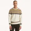 Nautica Mens Fair Isle Crewneck Sweater In Neutral