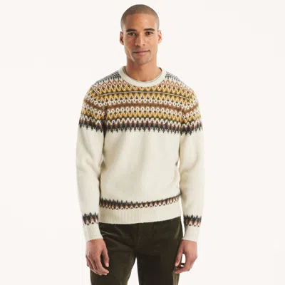 Nautica Mens Fair Isle Crewneck Sweater In Neutral