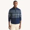 Nautica Mens Fair Isle Mock-neck Sweater In Blue