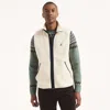 Nautica Mens Faux Shearling Full-zip Mixed Media Vest In White
